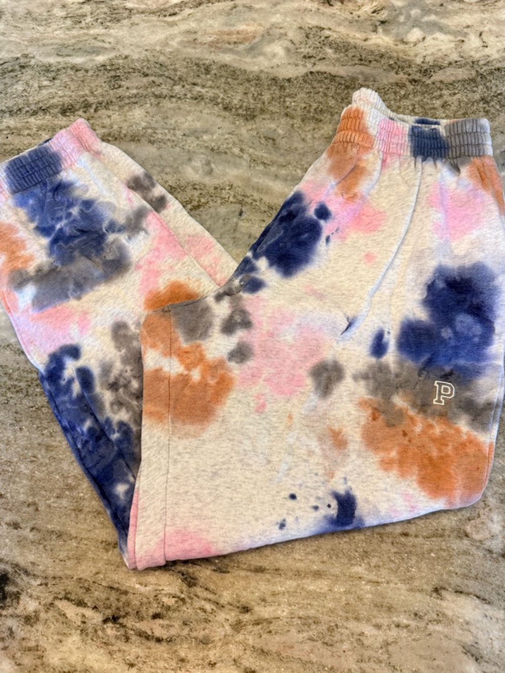 PINK Victoria's Secret Tie-Dye Sweatpants in Pink, Blue & Orange